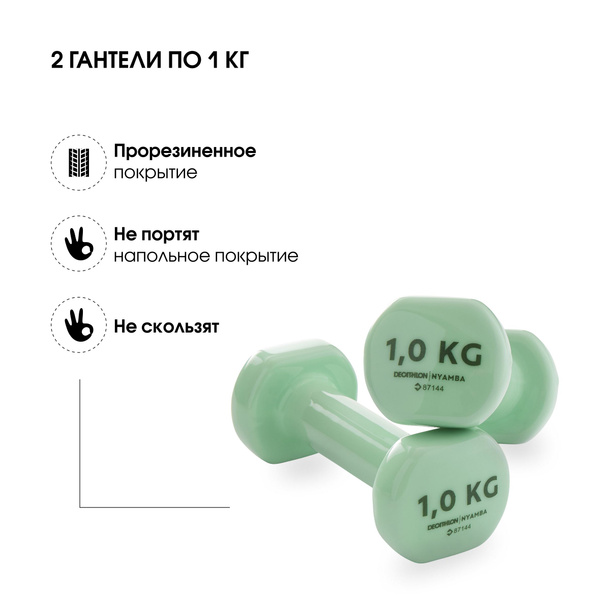 Гантели DECATHLON NYAMBA, 2 шт. по 1 кг - купить по выгодным ценам в ...