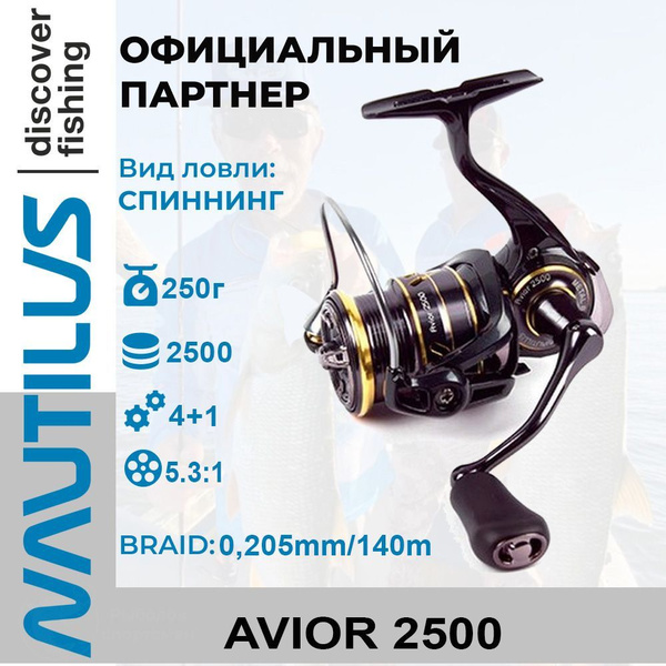 Катушка Nautilus Avior_серый металлик_черный_золотой, Безынерционная ...