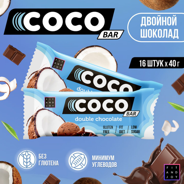 FIT AND JOY Кокосовый протеиновый батончик без сахара, спортивный ...