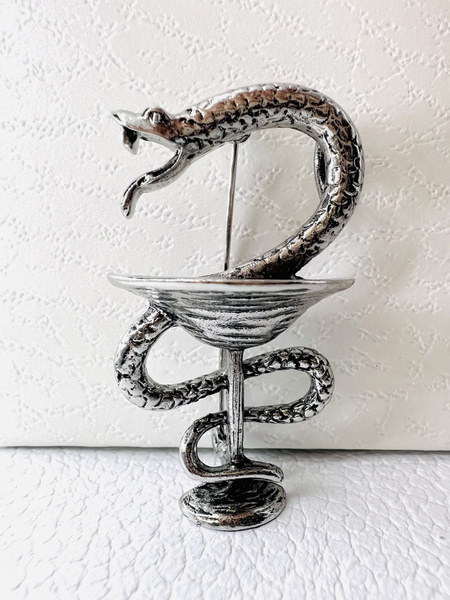 Брошь Гиппократова чаша. Брошка чаша со змеей Гигиеи. Сосуд символ ...