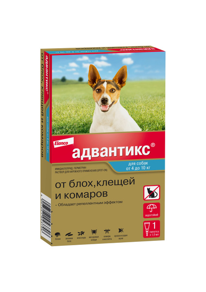 Elanco Адвантикс для собак от 4 до 10 кг для защиты от блох, иксодовых ...