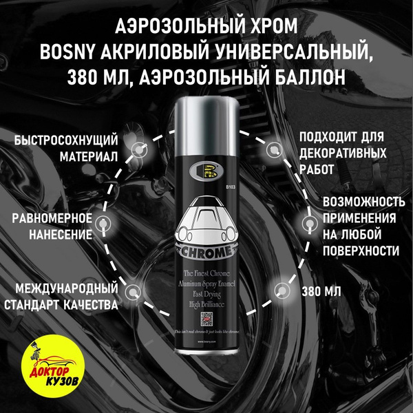 Аэрозольная краска Bosny Аэрозоль БОСНИ Быстросохнущая, Гладкая ...