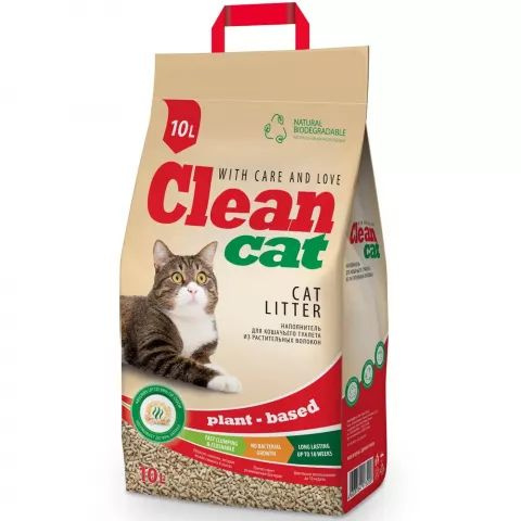 Clean Cat Наполнитель комкующийся растительные волокна 10л - купить с ...