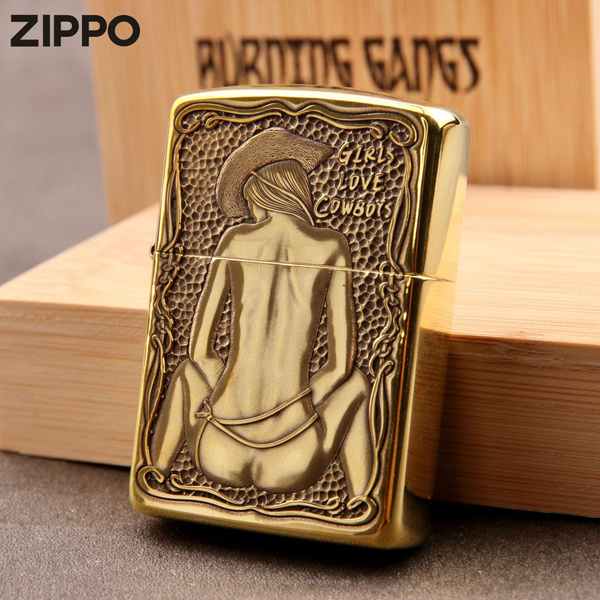 Оригинальная зажигалка Zippo, полностью медная броня с глубокой резьбой ...