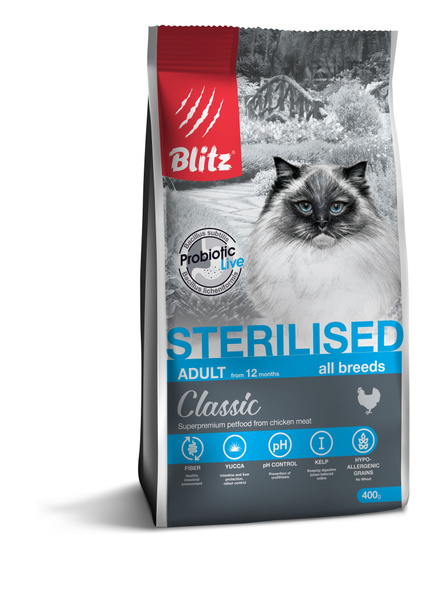 Сухой корм Blitz Classic Sterilised для стерилизованных кошек и ...