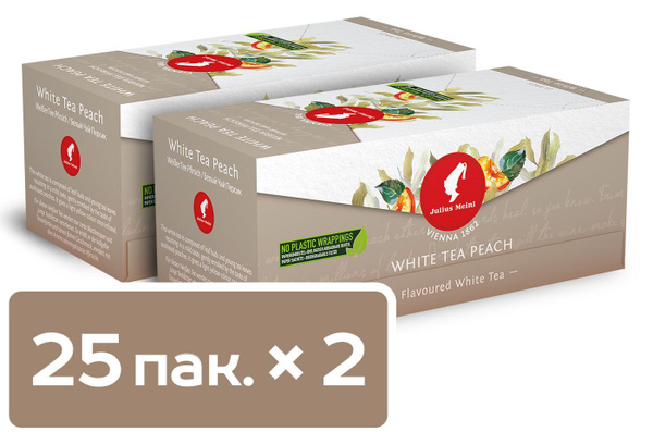 Чай Julius Meinl пакетированный премиум Белый персик, 25 пак.*2 шт ...