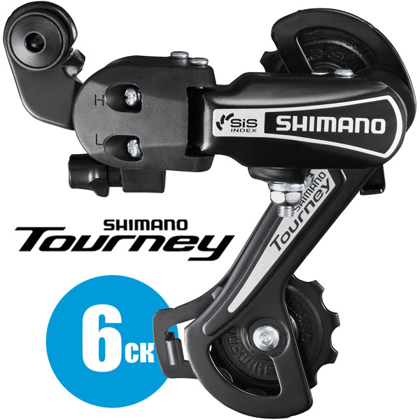 Задний переключатель 6 скоростей на петух, черный, Shimano Tourney RD ...