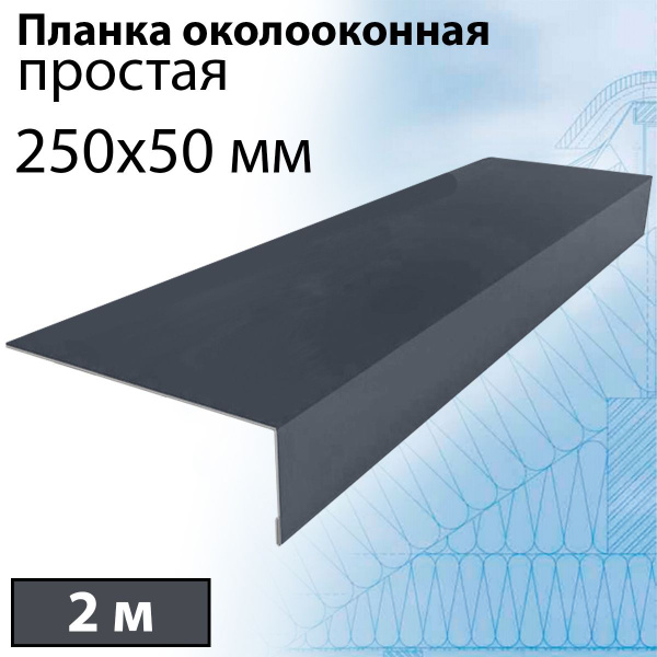 Откос оконный 2 м (250х50 мм) 5 штук (RAL 7024) Планка лобовая, планка ...
