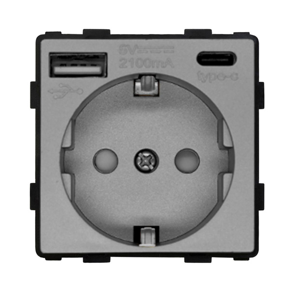 Механизм розетки электрической с USB и type-C входами,16А 250V в ...