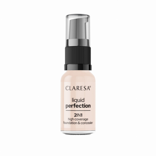 CLARESA Тональная основа и консилер 2в1 Liquid Perfect, тон 101 Light ...