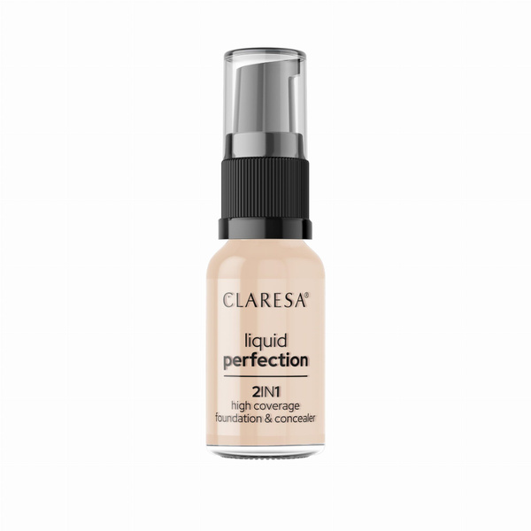 CLARESA Тональная основа и консилер 2в1 Liquid Perfect, тон 102 Warm ...