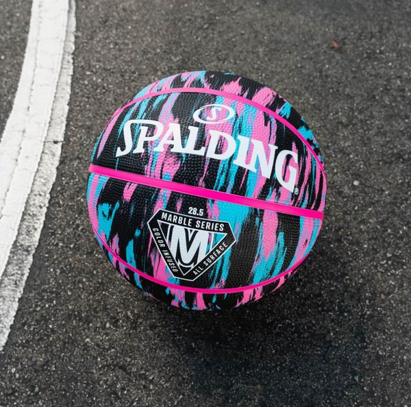 Мяч баскетбольный Spalding Marble №7, черный, розовый купить по низкой ...