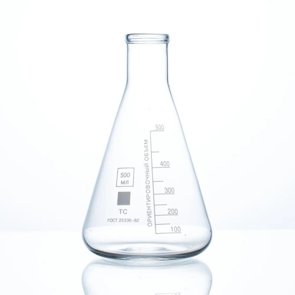 Колба коническая 500 мл (лабораторная, с цилиндрической горловиной 34 ...