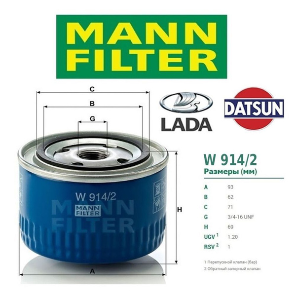 Фильтр масляный MANN FILTER W 914/2 - купить по выгодным ценам в ...
