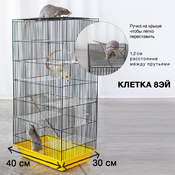 Клетка большая Друг Ждёт для грызунов крыс хомяков 40х30х82 см 8 этажей ...