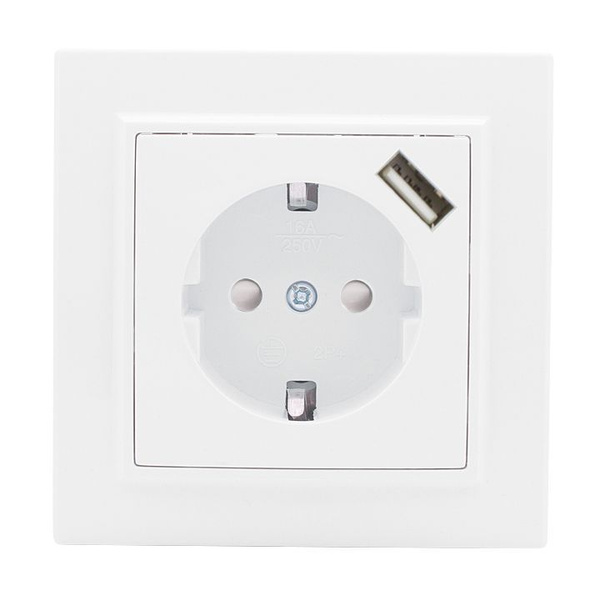 Розетка скрытая комбинированная с заземлением+шторки+USB белая Минск ...