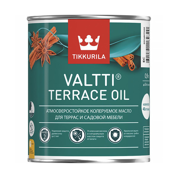 Масло tikkurila valtti terrace oil для террас и садовой мебели бесцветный 9л