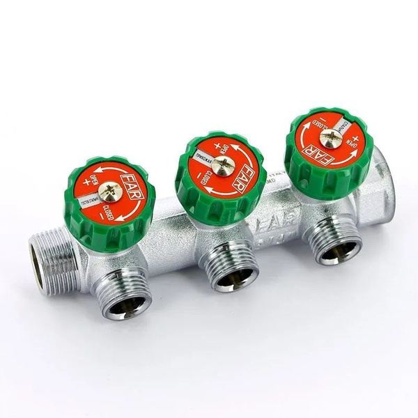 Коллектор FAR 3/4-1/2. 3 выхода под Евро конус. Арт FK38223412P ...