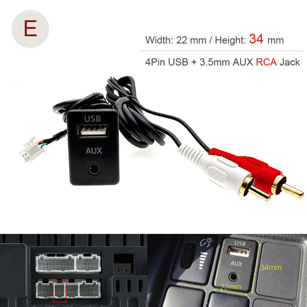4 6-контактный автомобильный двойной USB 3,5 мм RCA AUX разъем для ...