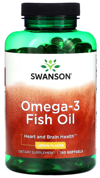 Omega-3 Fish Oil Lemon Flavor 150 softgel Swanson США / Омега-3 рыбий ...