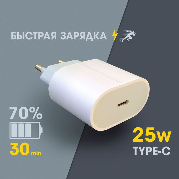 Сетевое зарядное устройство Блок питания USB-C 20w, 25 Вт, USB Type-C ...