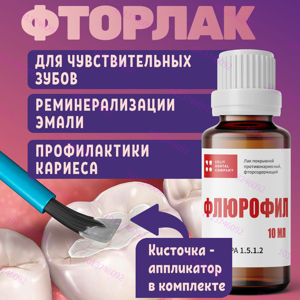 Фторлак для зубов, Лак фторирующий для реминерализации зубов и защиты ...