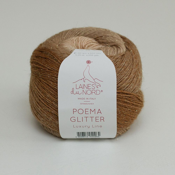 Пряжа Poema Glitter, мериносовая шерсть с люрексом, цвет 601 бежевый ...