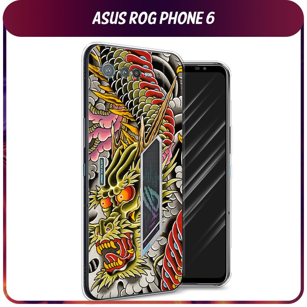 Силиконовый чехол на Asus ROG Phone 6 / Асус Рог Фон 6 "Японский дракон ...