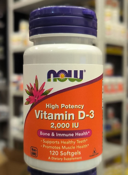 NOW Foods, Vitamin D3, 50 мкг (2000 МЕ), 120 капсул - купить с ...