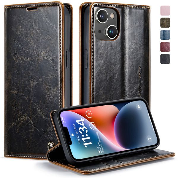 CaseMe Кожаный книжка чехол для Apple iPhone 13 / Эпл Айфон 13 с ...