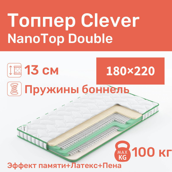 Топпер-наматрасник CLEVER-MATTRESS NanoTop Double, 180 - купить по ...
