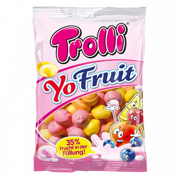 Жевательный мармелад Trolli YoFruit - йогуртовые фрукты (Германия), 200 ...