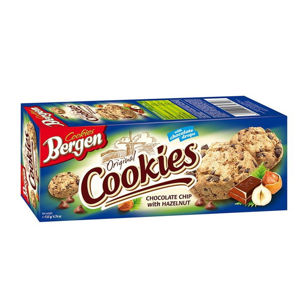 Печенье Original Cookies с кусочками шоколада и лесным орехом, Bergen ...