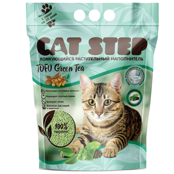 Наполнитель для кошачьего туалета CAT STEP Tofu Green Tea 6 л, 2.7 кг ...