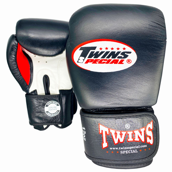 Боксерские перчатки Twins черные из натуральной кожи, 8 OZ, для ...