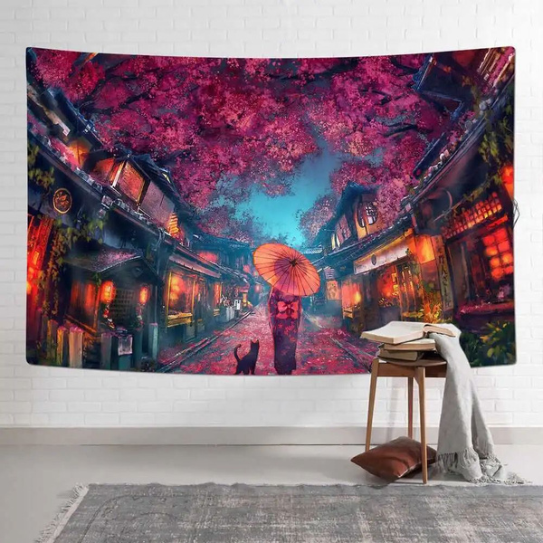 Гобелен аниме цветочный девушка город фигура - купить по низкой цене в ...
