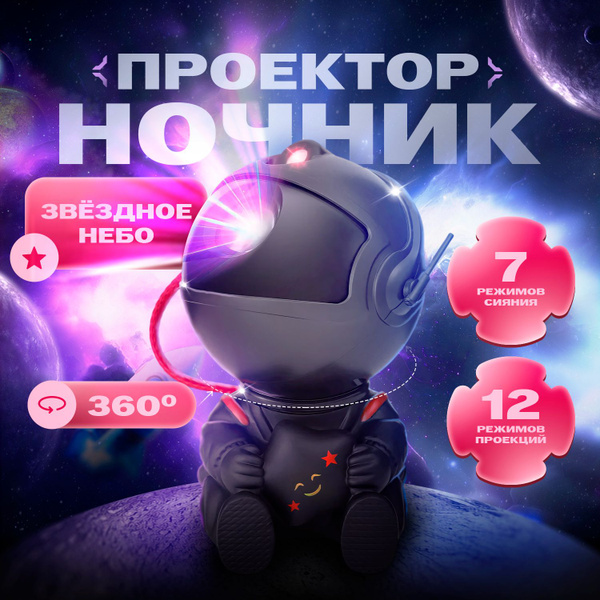 Купить Ночник проектор звездного неба, робот космонавт сидящий, От ...
