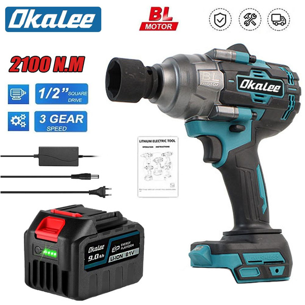 OKALEE TOOL Электрический ударный гайковерт, 2100 Нм, бесщеточный, с ...