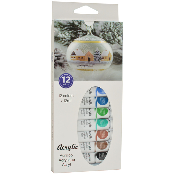 Краски акриловые 12 цветов художественные тубы по 12 мл набор акрила в ...