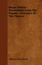 Horae Sinicae - Translations From The Popular Literature Of The Chinese - Robert Morrison