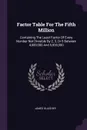 Factor Table For The Fifth Million. Containing The Least Factor Of Every Number Not Divisible By 2, 3, Or 5 Between 4,000,000 And 5,000,000 - James Glaisher