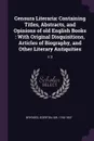 Censura Literaria. Containing Titles, Abstracts, and Opinions of old English Books : With Original Disquisitions, Articles of Biography, and Other Literary Antiquities: V.3 - Egerton Brydges