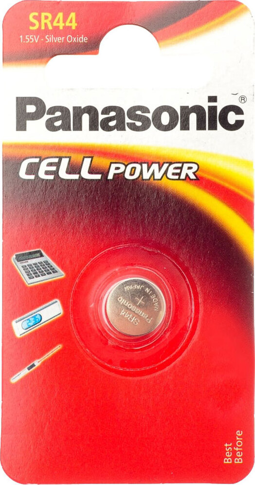 Батарейка Panasonic Silver Oxide SR-44EL/1B, дисковая серебряно-оксидная