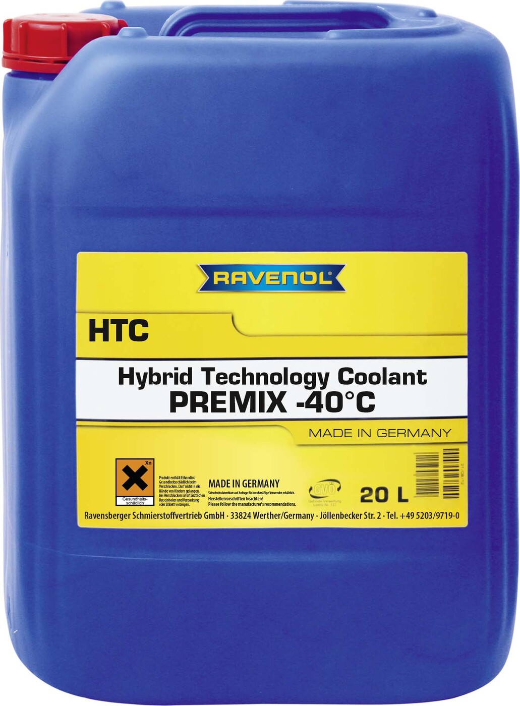 фото Антифриз готовый к прим. синий RAVENOL HTC Hybrid Techn.Coolant Premix -40C (20л)