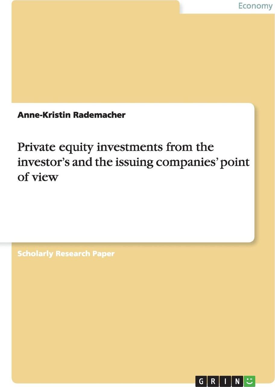 фото Private equity investments from the investor's and the issuing companies' point of view