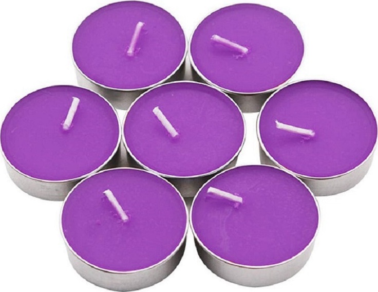 фото Набор чайных свечей, 50 шт, цвет фиолетовый, 14 гр, размер свечи 3,7х1,5 см, 20х20х3,5 см Diligence party