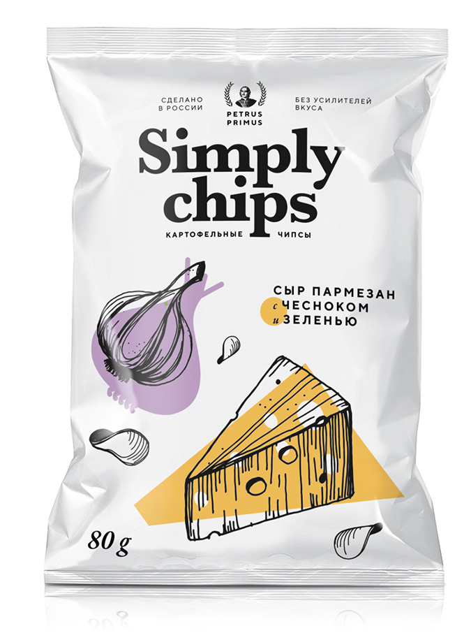 Натуральные картофельные чипсы Simply chips сыр Пармезан с чесноком и ...