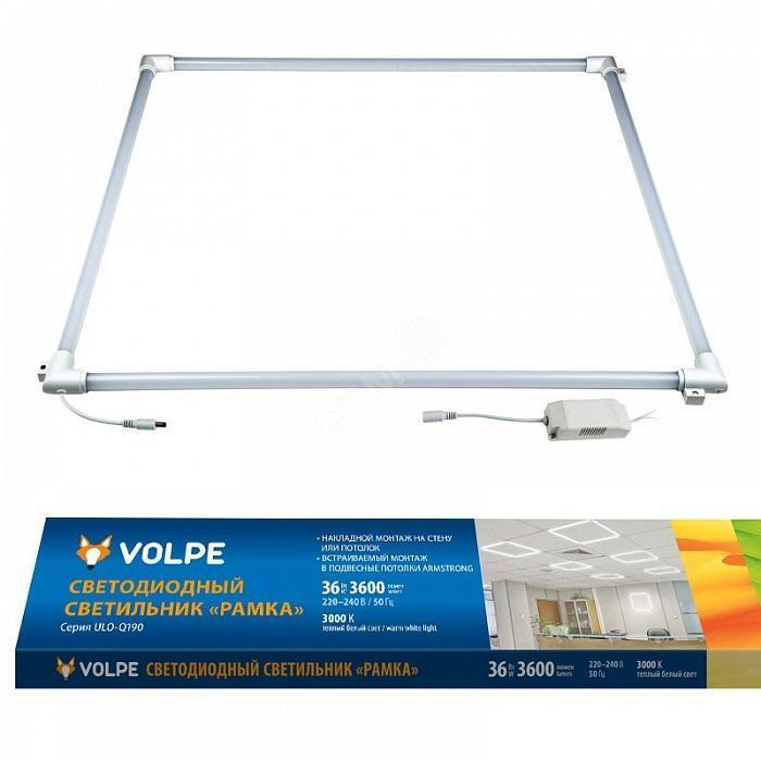 Потолочный светильник Volpe ULO-Q190 6060-36W/3000K White, LED, 36 Вт