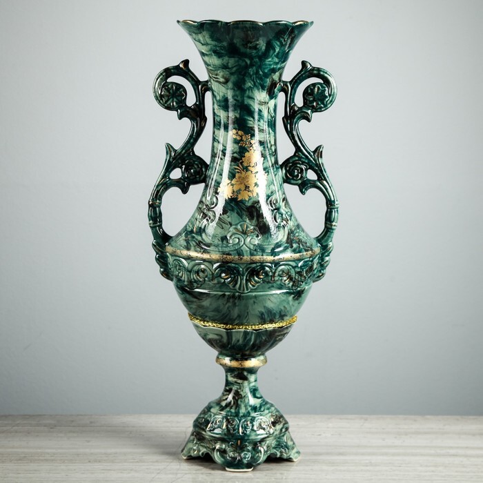 Ваза напольная \"Феона\", роспись золотом, под малахит, 62 см — купить в ...