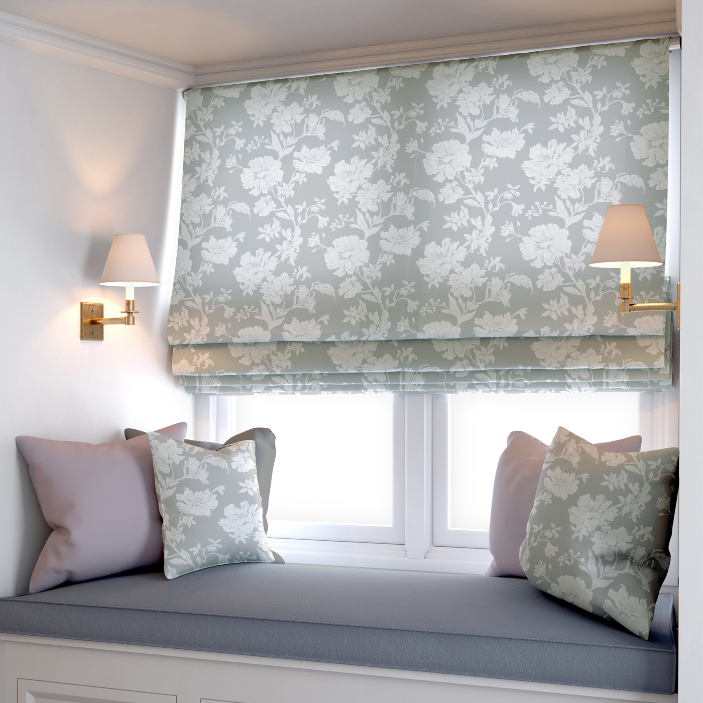 Римские шторы PIKAMO Ткань под хлопок с цветочным орнаментом 170х80см ...